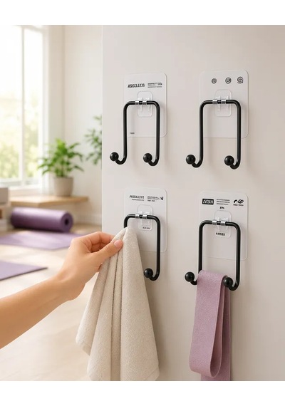 Astraltech 4'lü Duvar Askısı Yapışkanlı Pratik Banyo Ev Seti Çok Renkli