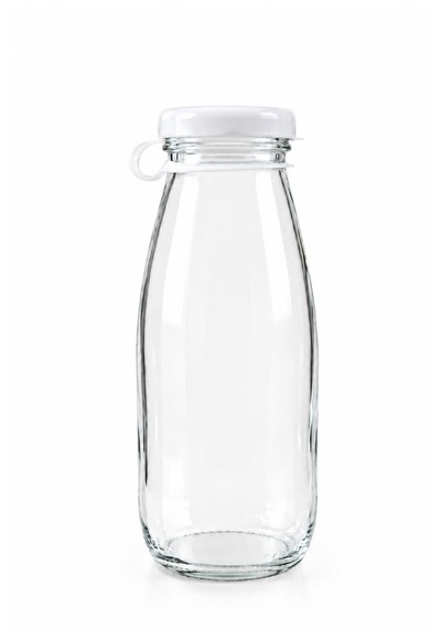6 Adet Şeffaf Süt, Ayran, Limonata, Meşrubat Cam Şişe 250 Ml Tak Çıkar Plastik Kapaklı Şişe