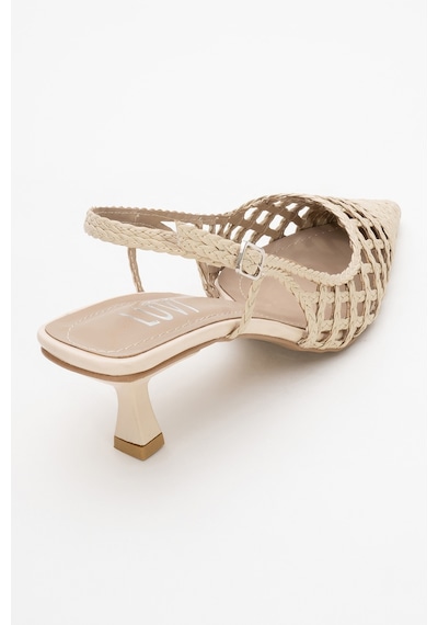 Luvishoes Luvi Shoes Heaven Bej Örme Arkası Açık Kadın Kısa Topuklu Ayakkabı Bej