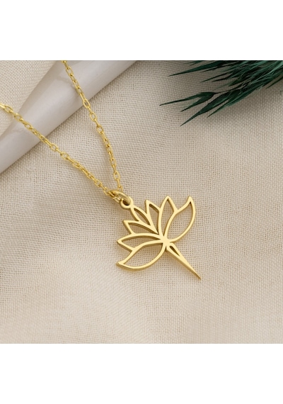 Dkmn Gümüş Demet Lotus Çiçeği 925 Ayar Gümüş Kolye