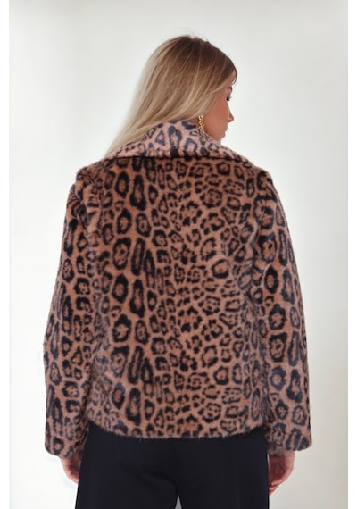 Vitrin Leopar Desen Yumoş Çıtçıtlı Ceket