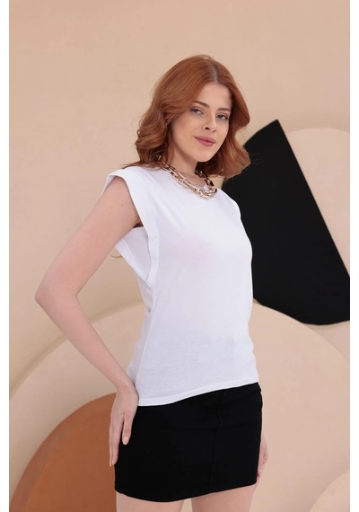Bbbutikbasic T Kol Penye Bluz Hkn34 Beyaz