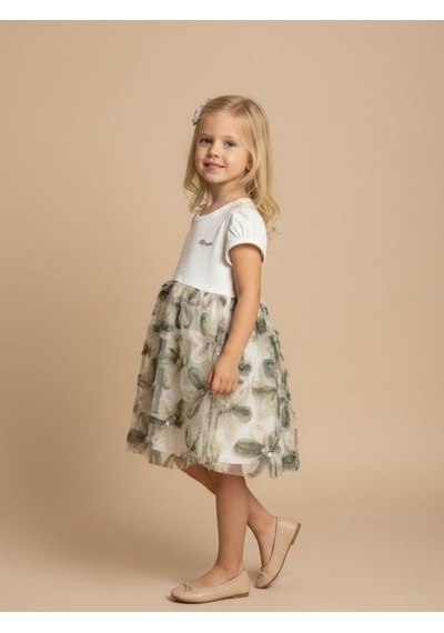 Zekids Kız Çocuk Çiçek Desenli Elbise-17233 BEYAZ Zekids Kız Çocuk Çiçek Desenli Elbise-17233 BEYAZ