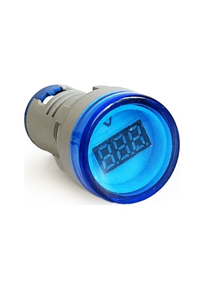 Mini Dijital Voltmetre 22mm Ac 60-500v Led Mavi Işık