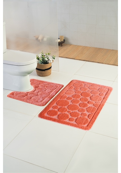 Buççin Online Mağaza Standart Bubbles Turuncu 50x80 Cm + 50x40cm 2'li Banyo Paspası Polipropilen Orta 6 - 12 Mm Turuncu Çok Renkli
