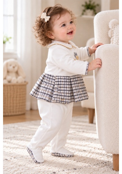 Babyhola %100 Pamuk Premium Kalite Kadife Kız Bebek Tulum 13446 Gri