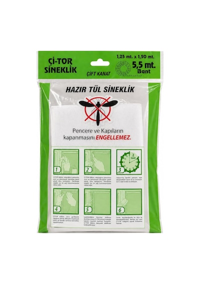 Pratik Sineklik Hazır Tül Sineklik Çift Kanat 150 Cm X 125 Cm, Kapı Ve Pencere Uyumlu Pimapen İçin Böcek Sinek Eng
