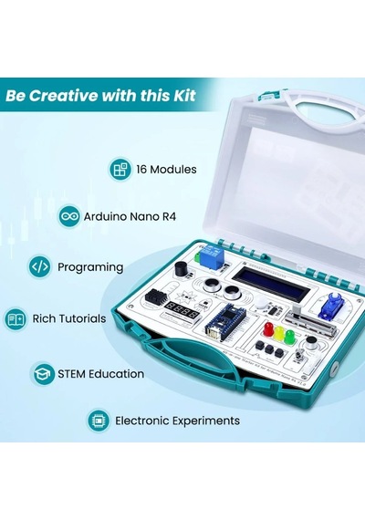 Elecrow Arduino Nano R4 Hepsi Bir Arada Başlangıç Seti 16 Modül, 20 Ders