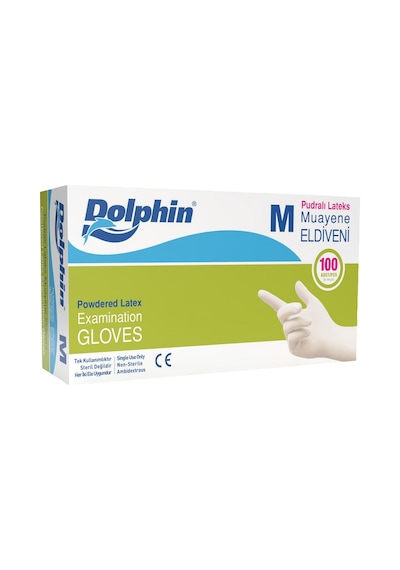 Dolphin Lateks Muayene Eldiveni Pudralı 100 Adet Beyaz M 2'li Ekonomik Paket - 2 Adet Tarı