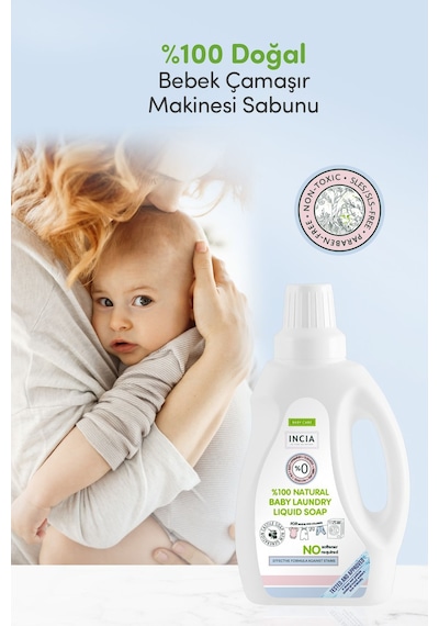 INCIA %100 Doğal Bebek Çamaşır Sabunu (Bitkisel Deterjan) Yumuşatıcılı Lavanta 750 ml X2 Adet