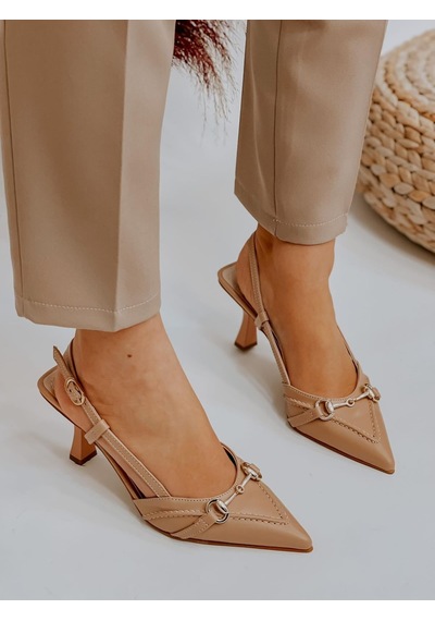 Ervanın Butiği Ten Deri Moss Toka Detay Kadın Stiletto-3539