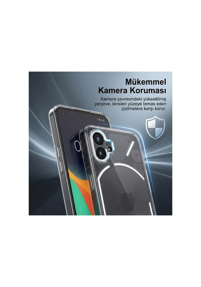 Caseonn Nothing Phone 2 Kılıf Transparan Silikon Koruma Şeffaf Çok Renkli