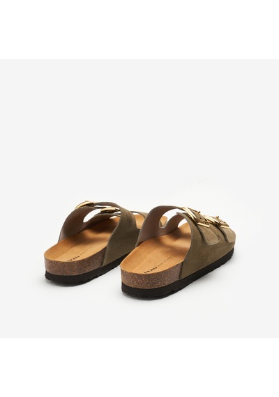 Planet Terlik Kadın 17b8 Frau Suede Double-strap Sliders Bej