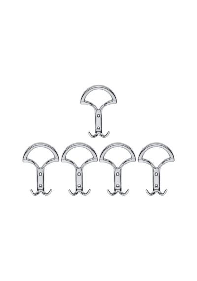 Eta Portmanto Askısı, Metal Vestiyer Askısı, Krom, Duvar Ve Dolap Askılığı 5'li Set Vidalı