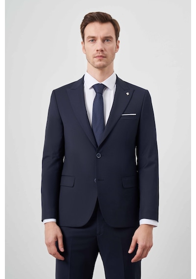 Morven Erkek Lacivert Yünlü Platinium Düz Desen Slim Fit Sivri Yaka Takım Elbise Lacivert Morven Erkek Lacivert Yünlü Platinium Düz Desen Slim Fit Sivri Yaka Takım Elbise Lacivert