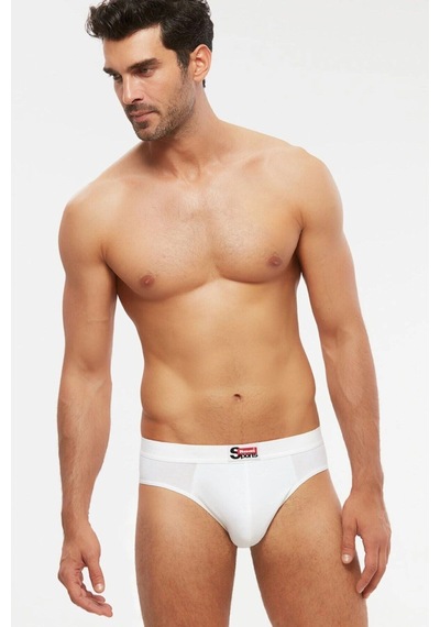 Kom Erkek Siyah Ariel Silip Spor Kesim Slip Külot 2'li Paket Beyaz