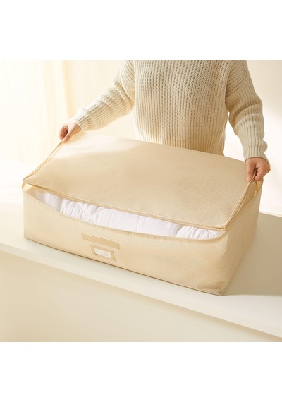 Ocean Home Textile 2'li Mega Boy Bej Balıksırtı Baza Altı Hurç Set 74 X 46 X 22 Cm Altın
