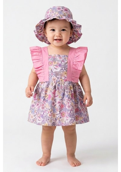 Mnk Baby & Kids Kız Bebek Pamuklu Çıtır Bebek Elbise Tf7313 Pembe