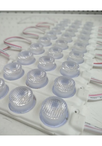 12 Volt 3’lü Lensli 3 Watt 3030 Reklamcı Modül Beyaz - 10 Adet