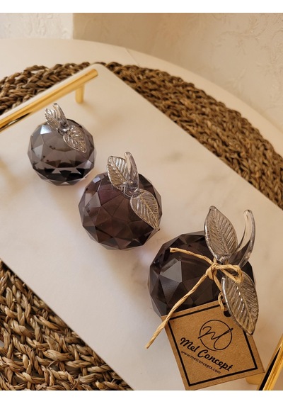 3 Lü Kristal siyah elma set