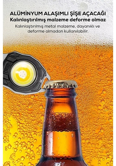 Çok Amaçlı Led Işıklı Anahtarlık Çakmak, Tornavida, Şişe Açacağı, Type-c Şarjlı, Çok Renkli