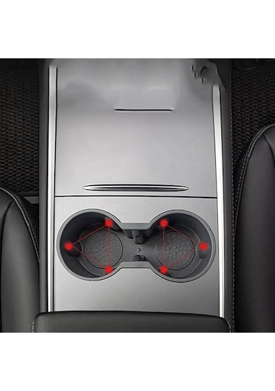 Tesla Model Y - Model 3 Orta Konsol Bardak Tutucu - Gri + Siyah