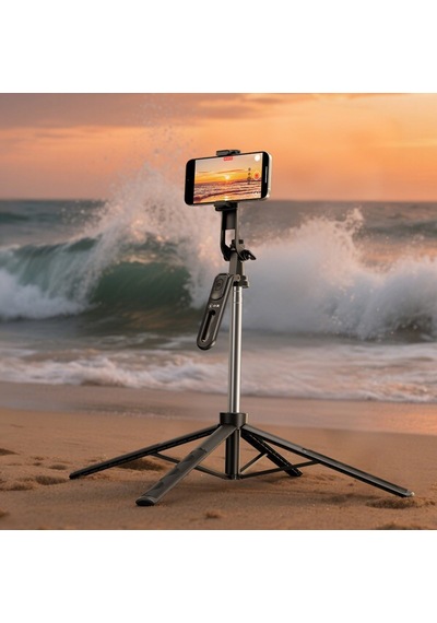 Akıllı Takipli Selfie Çubuğu 1.8 Metre 360 Döner Kumandalı Telefon Tripodu-1728