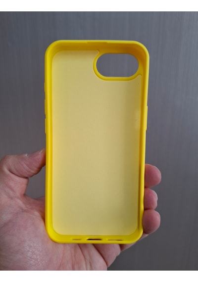 Apple Uyumlu iPhone 16e Logolu İçi Kadife Silikon Lansman Kılıf Sarı