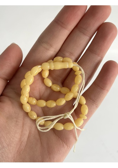 Oval Kesim Kokulu Toz Kehribar Tesbih 33lük 5mm A006