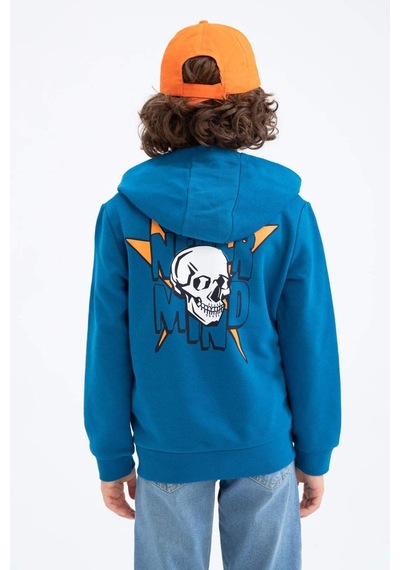 Defacto Erkek Çocuk Regular Fit Kapüşonlu Sweatshirt Z2840A623SPBE183 Mavi