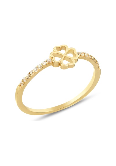Debora Jewelry 14 Ayar Altın Yonca Yüzük