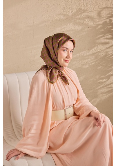 Silk Home Twill İpek Eşarp Zincir Yeşil Kahve Çok Renkli