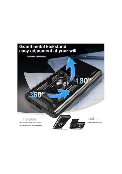 Infinix Hot 50 Pro Plus Uyumlu Tank Kılıf Yüzüklü Standlı Extra Koruma Zırhlı Kapak - Lacivert