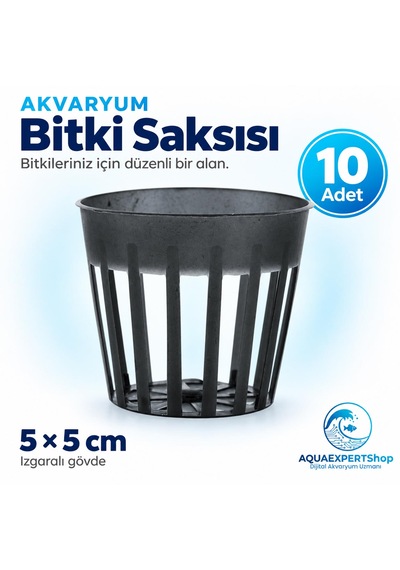 Akvaryum Bitki Saksısı - Akvaryum Bitkileri İçin Plastik Saksı - 10 Adet - 5x5 Cm