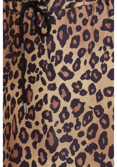 Sevitli Beli Bağcıklı Leopar Desenli Etek-hardal-4715 Hardal
