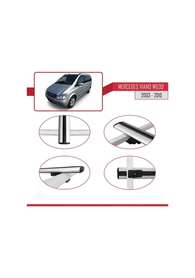 Mercedes Viano 2003-2010 Arası İle Uyumlu Basic Model Ara Atkı Tavan Barı Gri 3 Adet