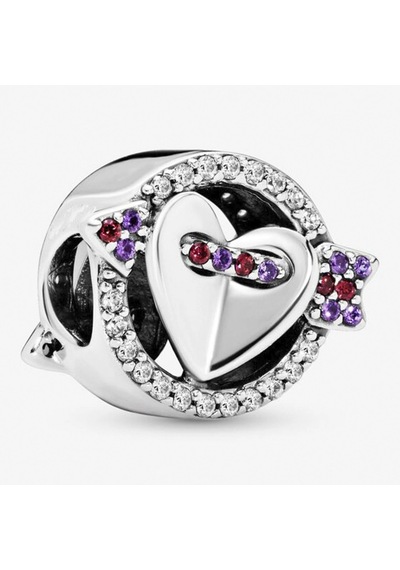 Nur Silver Parlayan Ok ve Kalp Gümüş Charm - NUR-CM00400