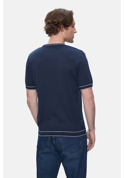 Ucla Fared Lacivert Bisiklet Yaka Triko Nakışlı Standard Fit Erkek Tshirt Lacivert