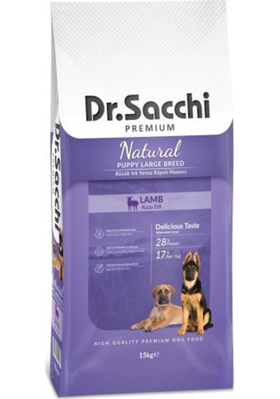 Dr.Sacchi Premium Kuzu Etli Büyük Irk Yavru Köpek Maması 15 KG
