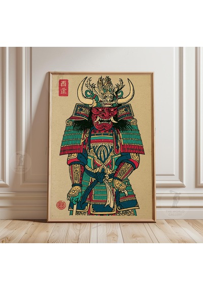 Samuray Savaşçısı Posteri Japon Halk Sanatı Vintage Kağıt Duvar Dekoru