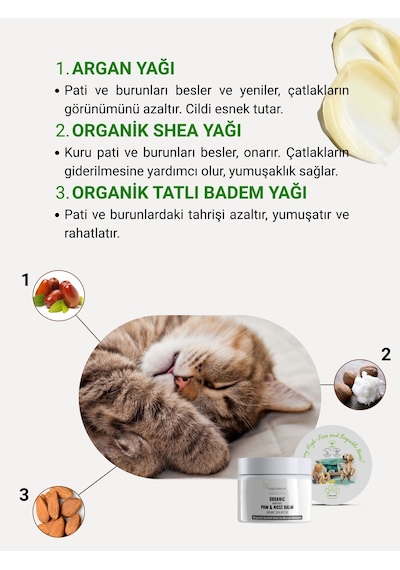Greenwich Kedi ve Köpek Pati ve Burun Balmı %86,90 Organik İçerikli Vegan Bakım Balmı Günlük Nem Desteği ve Yoğun Pati Bakımı 50 ML