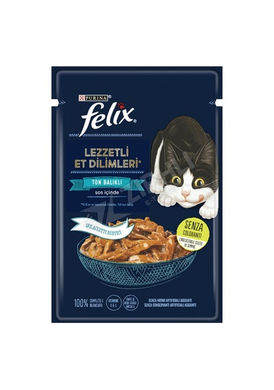 2 Adet Felix Lezzetli Et Dilimleri Ton Balıklı Yaş Kedi Maması 80 Gr