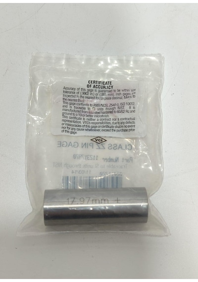 Vermont Gage Çelik Pin Kontrol Eşi 17,97mm
