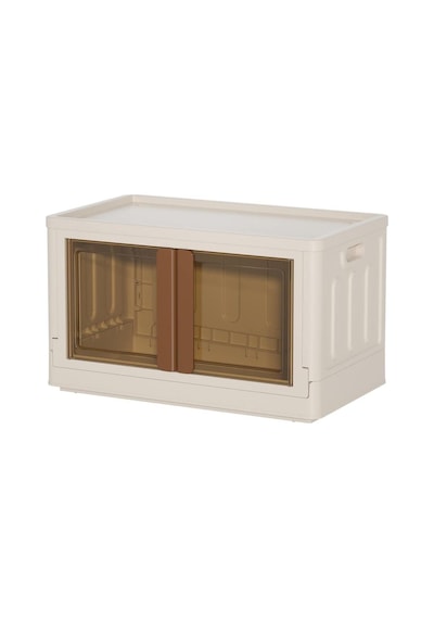 Sunup Sn-25881 72l Katlanabilir Plastik Saklama Kutusu Kahverengi Kapaklı Tekerlekli 40x64x37cm