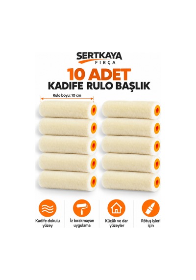 Sertkaya Fırça Kaliteli 10 Cm Boya Rulo Yedeği Kadife 10'lu Paket - 926953451