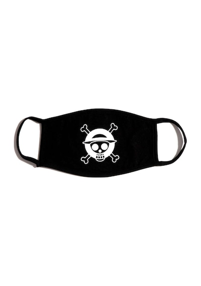 Bant One Piece Luffy Manga Desenli Pamuklu Yıkanabilir Maske Siyah