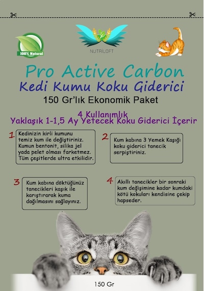 Pro Active Carbon Dört Kullanımlık Kedi Kumu Koku Giderici 150 G