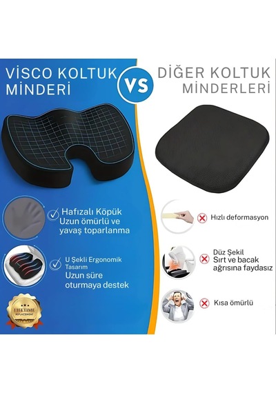 Ortopedik Oturma Minderi Visko Cocix Elastik Minder Basur Minderi Oturma Simidi Yastığı Hemoroid Yastık, Figiza, Siy Diğer