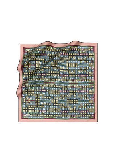 Geometrik Desenli Cacharel Twill Eşarp Sarı-pembe Sarı-pembe