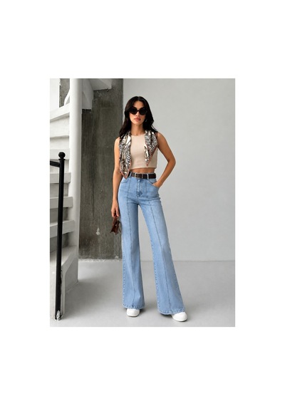 Kene Jeans Buz Kar Ön Bacak Çımalı Kemerli İspananyol/flare Paça Buz Kar